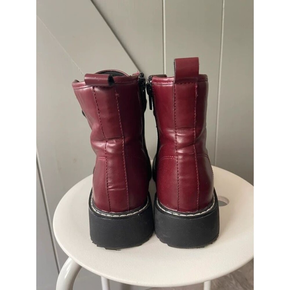 Madden Girl Kurrt Combat Boots Size 7M Burgundy - Picture 3 of 8